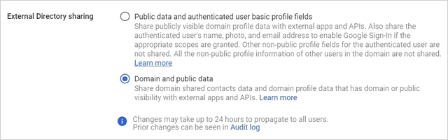 Set the following items in “External Directory sharing”