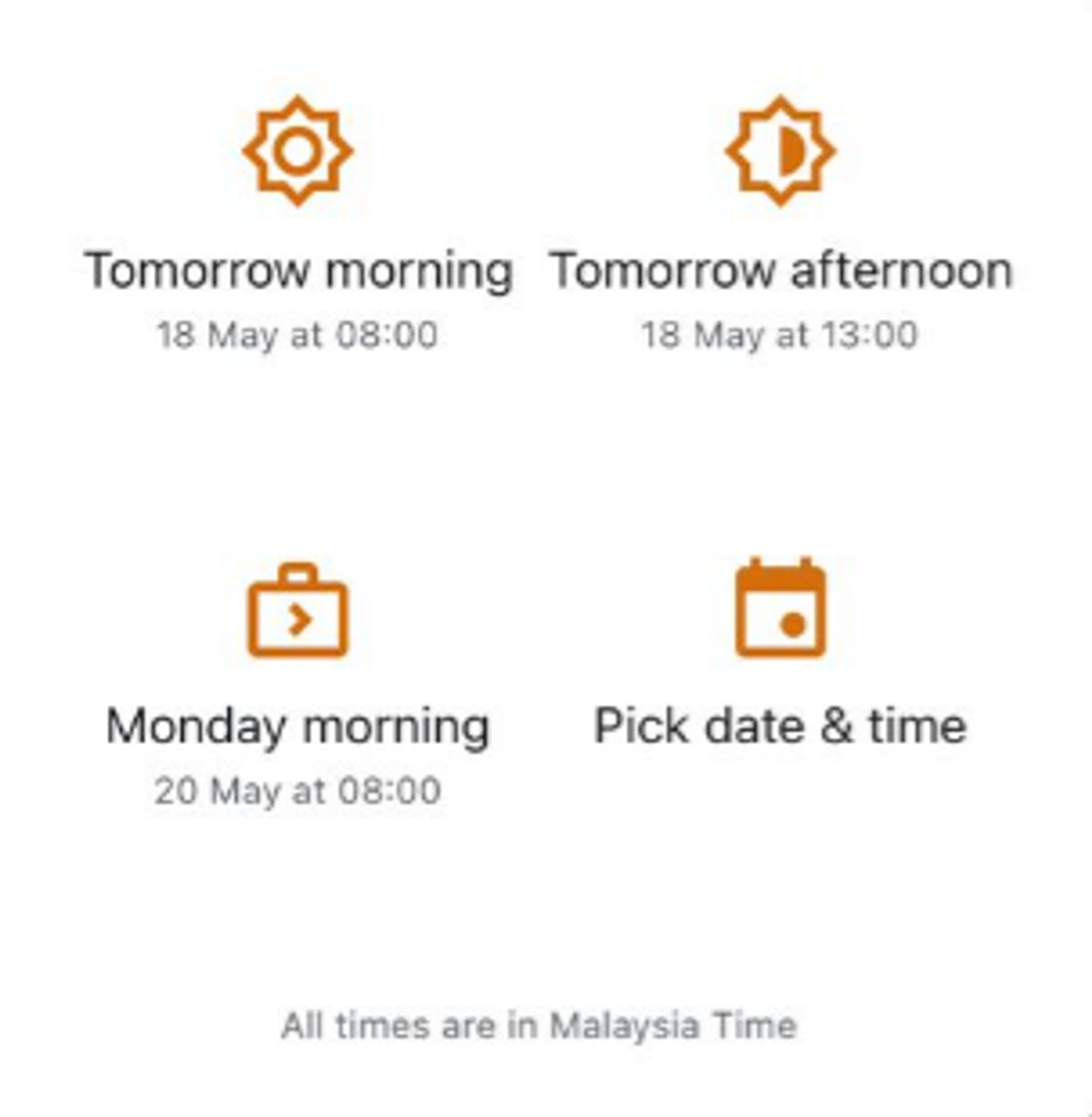 Pick the ideal date and time to complete the setting.